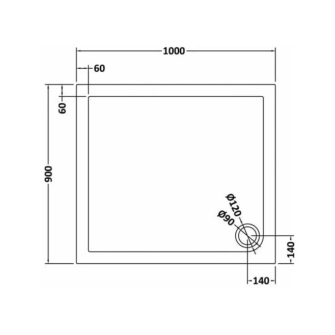 Hudson Reed Rectangular Trays Rectangular Shower Tray 1000 X 900mm Contemp Grey Slate Acrylic Capped Abs Caco3 And Pu