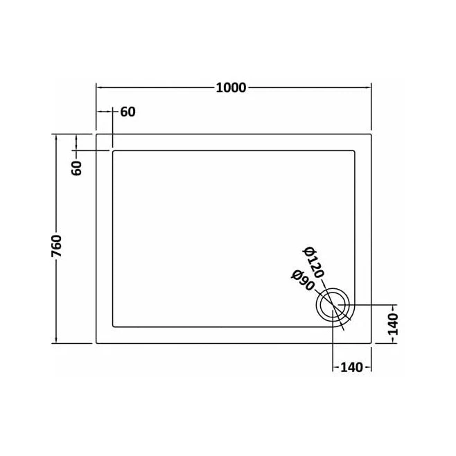 Hudson Reed Rectangular Trays Rectangular Shower Tray 1000 X 760mm Contemp Grey Slate Acrylic Capped Abs Caco3 And Pu