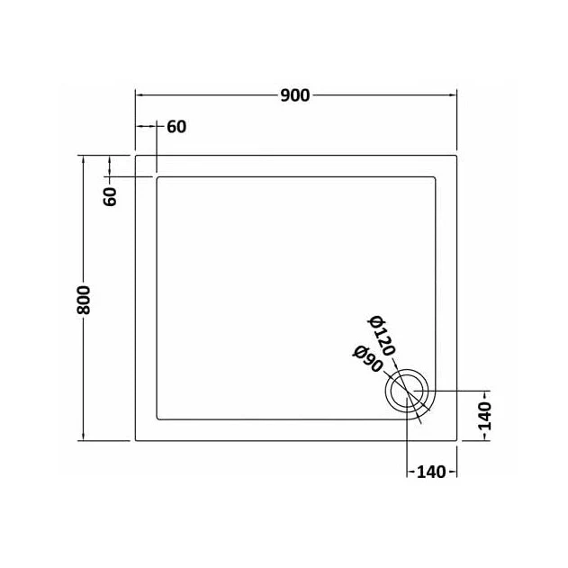 Hudson Reed Rectangular Trays Rectangular Shower Tray 900 X 800mm Contemp Grey Slate Acrylic Capped Abs Caco3 And Pu