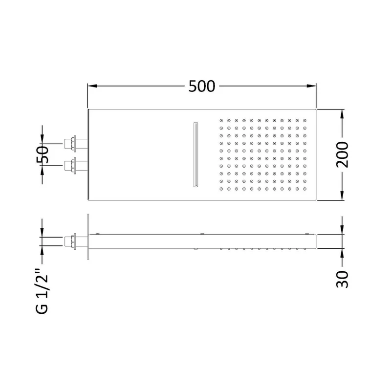 Hudson Reed Fixed Heads Fixed Head Contemp Chrome Stainless Steel 31x200x500mm