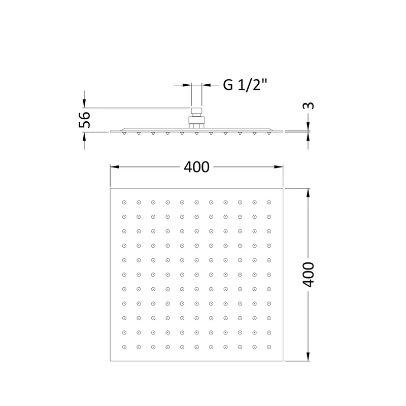 Hudson Reed Fixed Heads Fixed Head Contemp Chrome Stainless Steel 56x400x400mm - HEAD45