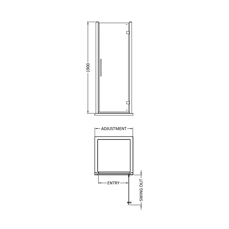 Hudson Reed Apex 760mm Hinged Door Contemp Chrome Aluminium,metal 1900x750x44mm - MH76-E8