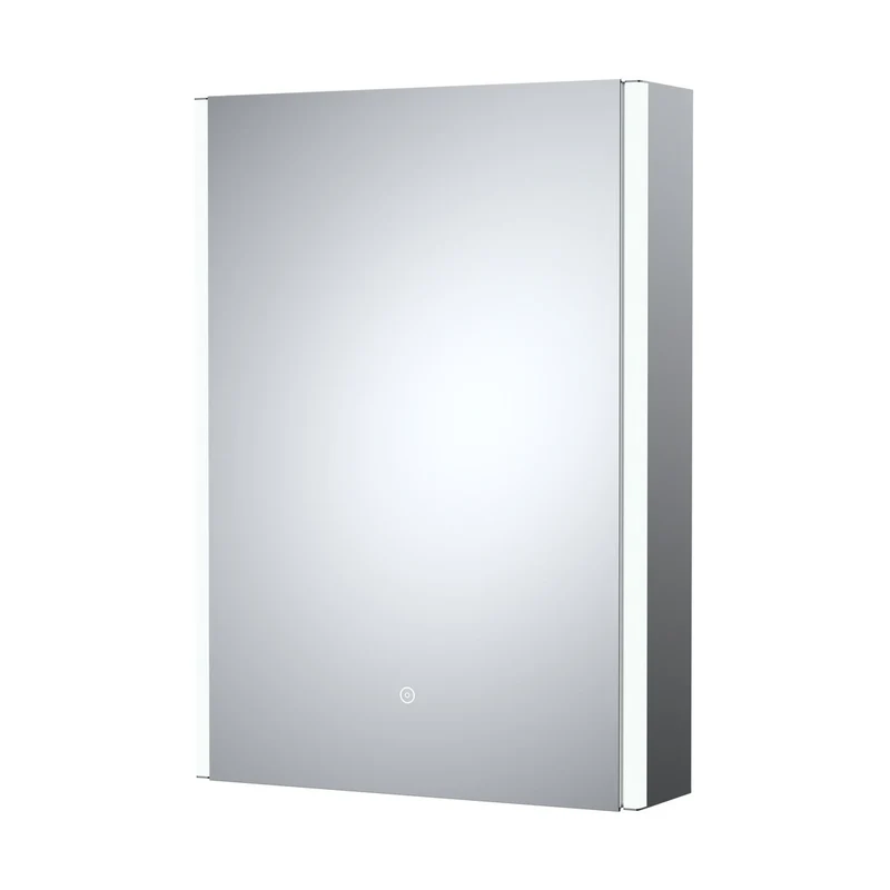 Hudson Reed Single Door Mirror Cabinets 500mm Mirror Cabinet Contemp Silver Aluminium 700x500x140mm