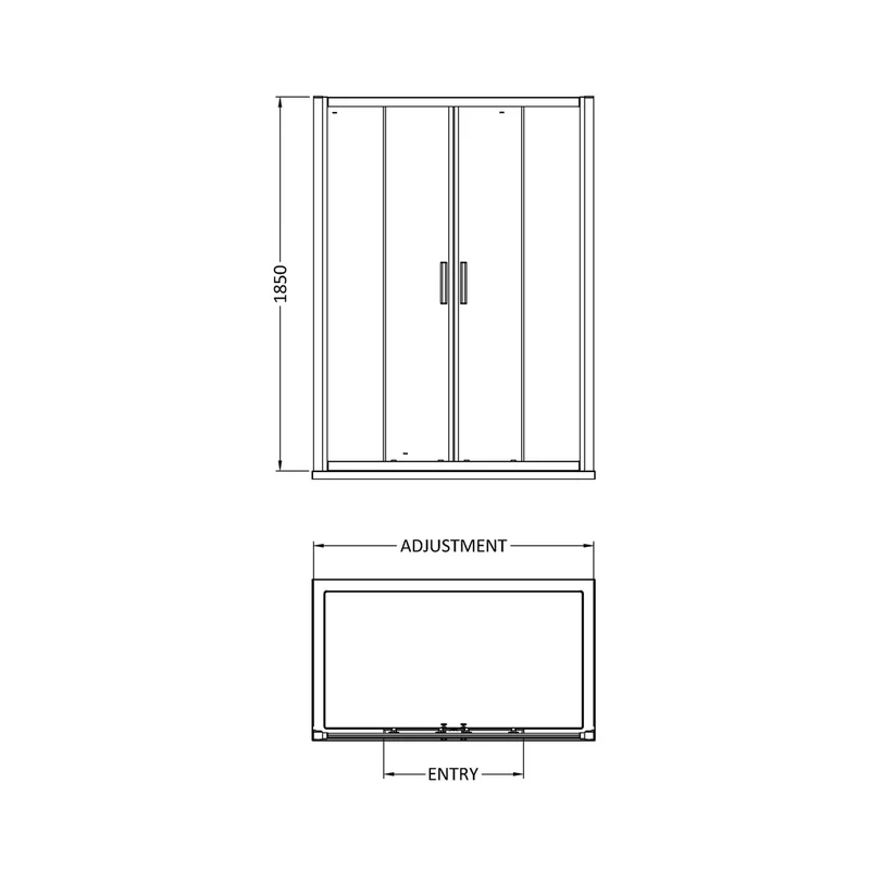 Hudson Reed Pacific 1700mm Double Sliding Door Contemp Chrome Aluminium,metal 1850x1690x44mm - AQSLD17H3