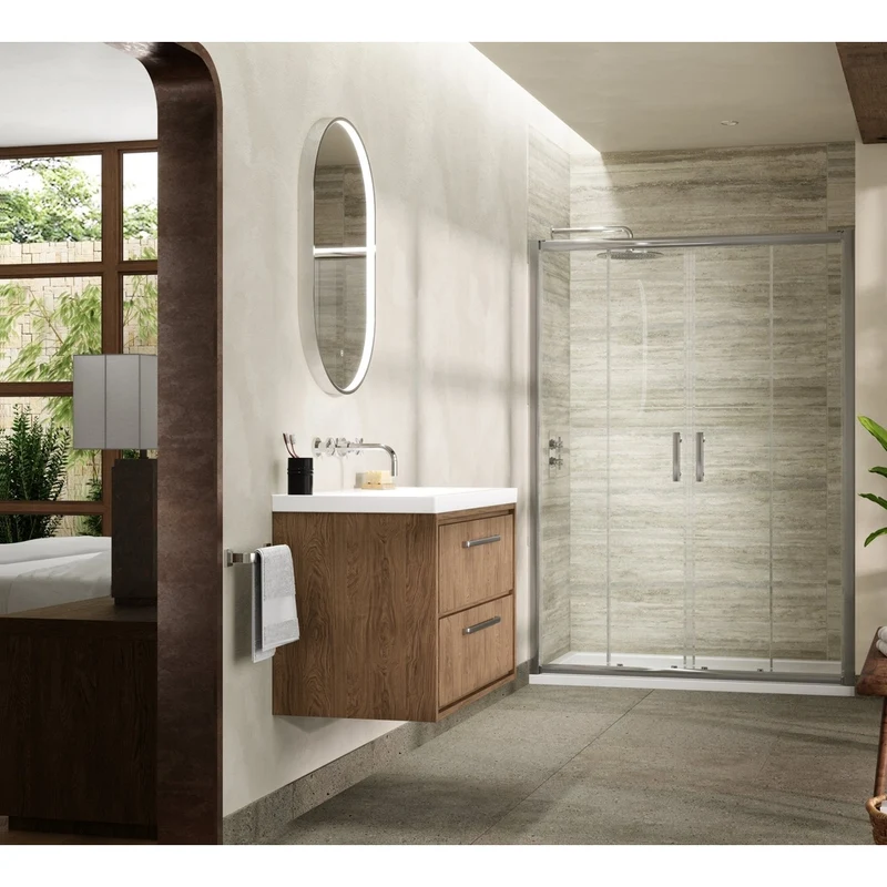 Hudson Reed Pacific 1700mm Double Sliding Door Contemp Chrome Aluminium,metal 1850x1690x44mm - AQSLD17
