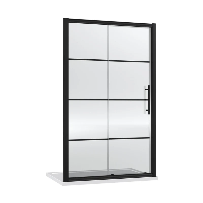 Hudson Reed Apex 1400mm Sliding Shower Door Contemp Matt Black Aluminium,metal 1950x1390x44mm