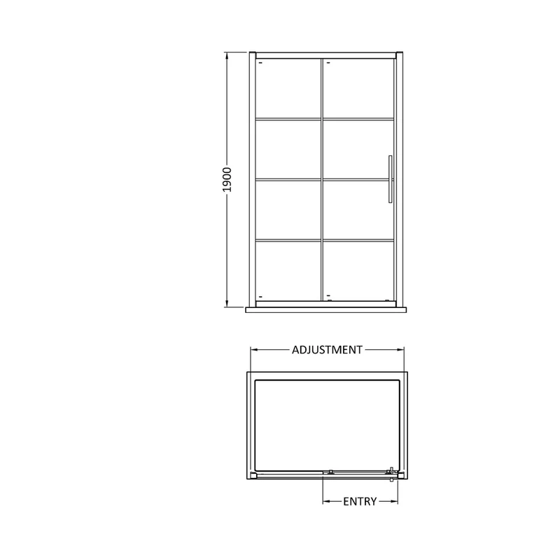 Hudson Reed Apex 1400mm Sliding Shower Door Contemp Matt Black Aluminium,metal 1950x1390x44mm