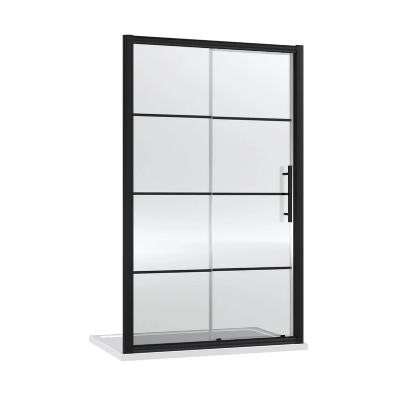 Hudson Reed Apex 1200mm Sliding Shower Door Contemp Matt Black Aluminium,metal 1950x1190x44mm