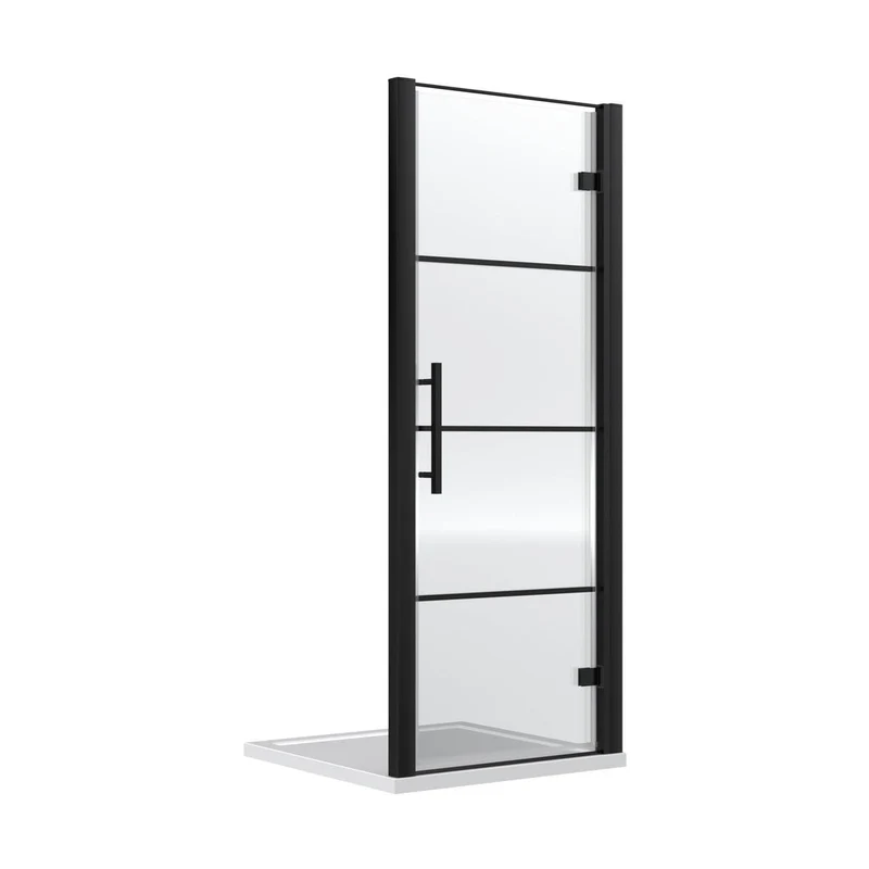 Hudson Reed Apex 900mm Hinged Shower Door Contemp Matt Black Aluminium,metal 1950x890x44mm