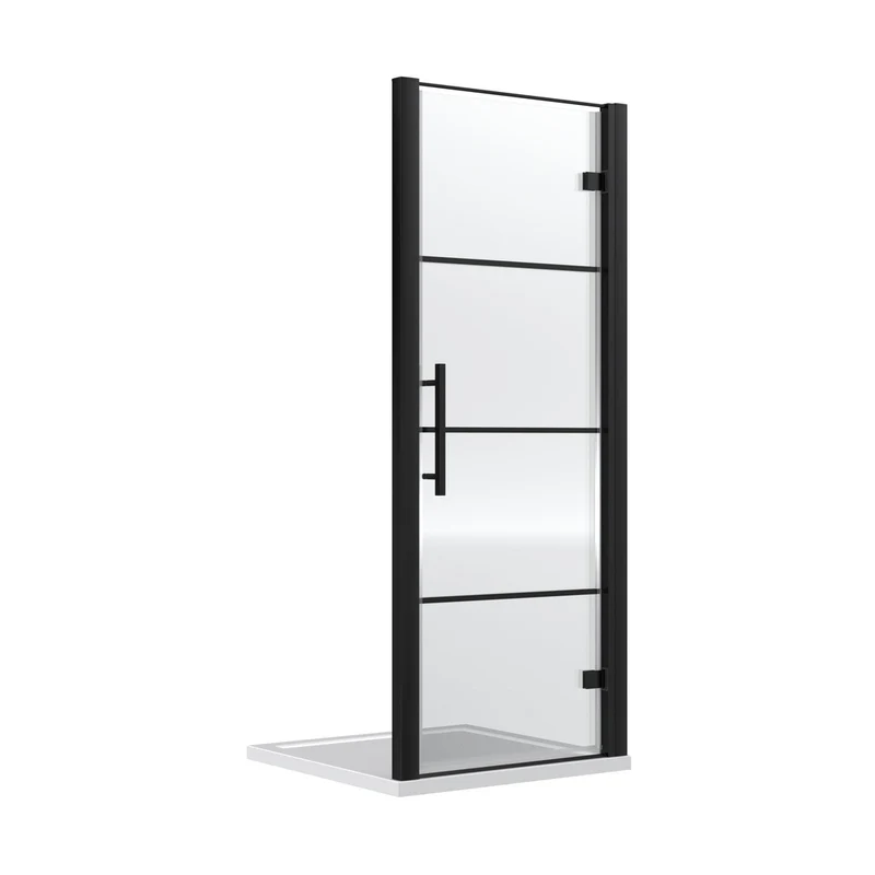 Hudson Reed Apex 800mm Hinged Shower Door Contemp Matt Black Aluminium,metal 1950x790x44mm