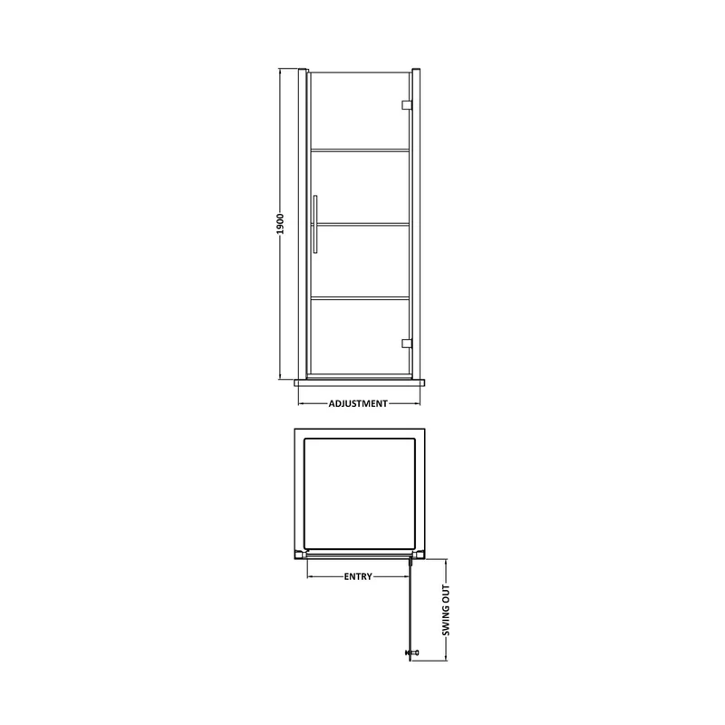 Hudson Reed Apex 800mm Hinged Shower Door Contemp Matt Black Aluminium,metal 1950x790x44mm
