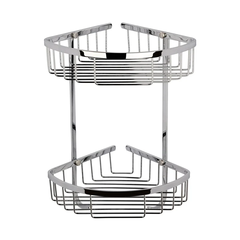 Hudson Reed Shower Parts Large 2 Tier Corner Basket Trad Chrome Brass 360x205x200mm