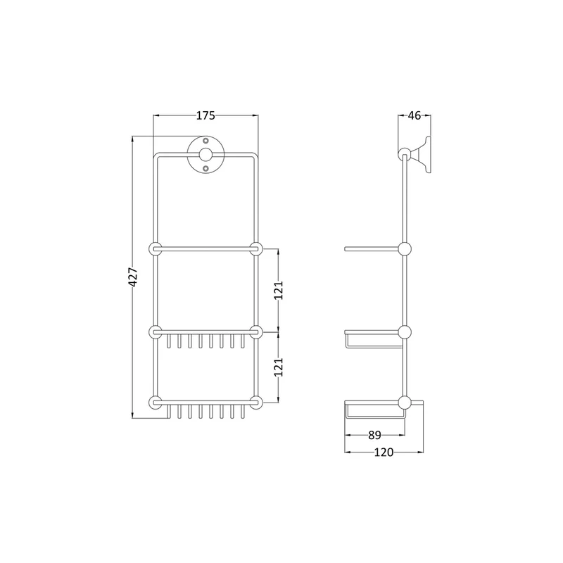 Hudson Reed Shower Parts Shower Tidy Trad Chrome Brass 120x175x410mm