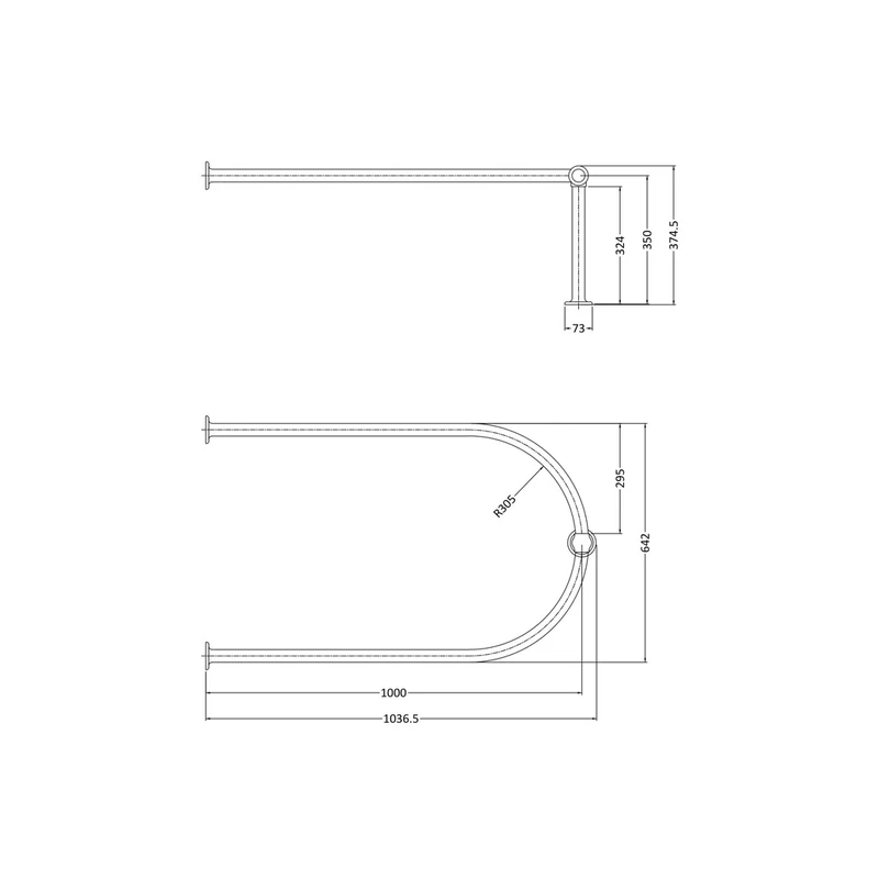 Hudson Reed Shower Parts Shower Ring Trad Chrome Stainless Steel 375x642x1037mm