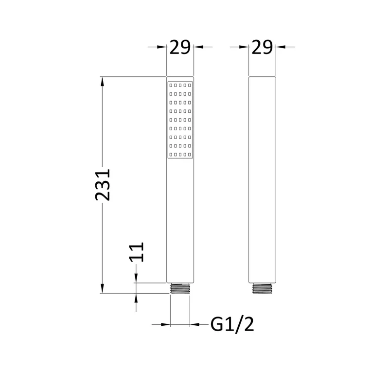 Hudson Reed Shower Parts Minimalist Handset Contemp Brushed Brass Abs 231x28x28mm