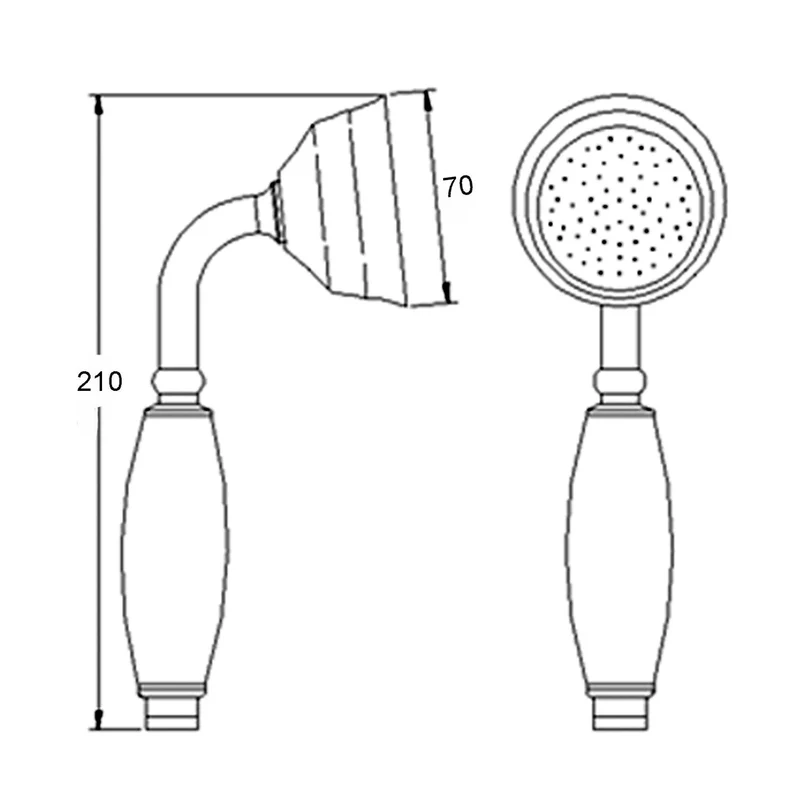 Hudson Reed Shower Parts Large Trad Handset Chrome/black Brass Ceramic 210x70x95mm