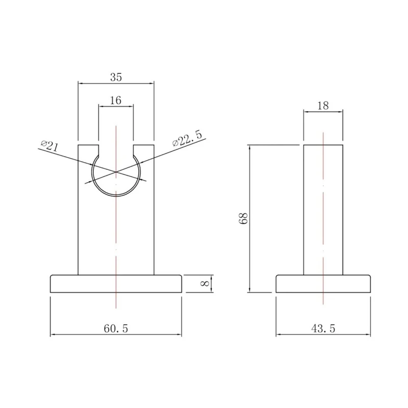 Hudson Reed Shower Parts Wall Bracket Contemp Chrome Brass 68x60x43.5mm