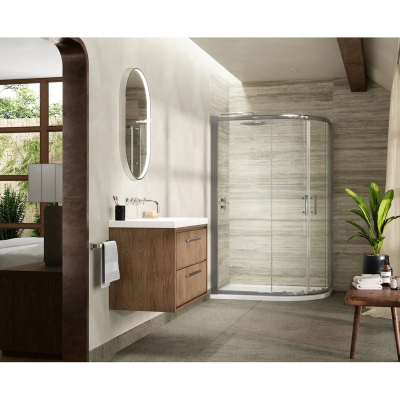 Hudson Reed Pacific 1200 X 900mm Offset Quadrant Contemp Chrome Aluminium,metal 1850x1180x880mm - AQU129