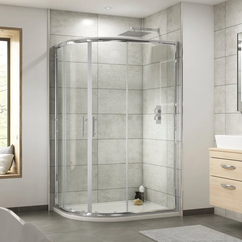 Hudson Reed Pacific 1200 X 800mm Offset Quadrant Contemp Chrome Aluminium,metal 1850x1180x780mm - AQU128