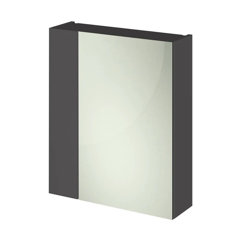 Hudson Reed Fusion 600mm Mirror Unit (75/25) Contemp Gloss Grey MFC Painted Gloss 715x600x182mm