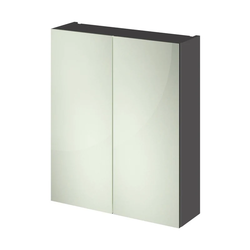 Hudson Reed Fusion 600mm Mirror Unit (50/50) Contemp Gloss Grey MFC Painted Gloss 715x600x182mm