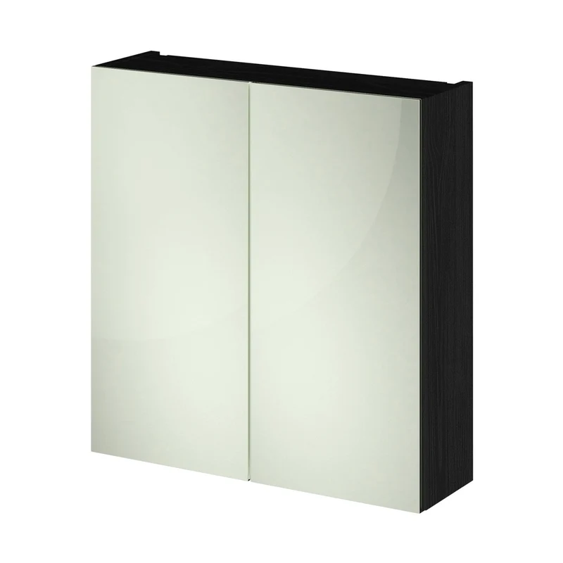 Hudson Reed Fusion 800mm Mirror Unit (50/50) Contemp Charcoal Black MFC Textured Woodgrain 715x800x180mm