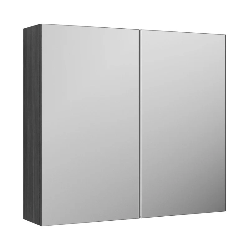 Hudson Reed Fusion 800mm Mirror Unit (50/50) Contemp Graphite Grey Woodgrain MFC Textured Woodgrain 715x800x180mm