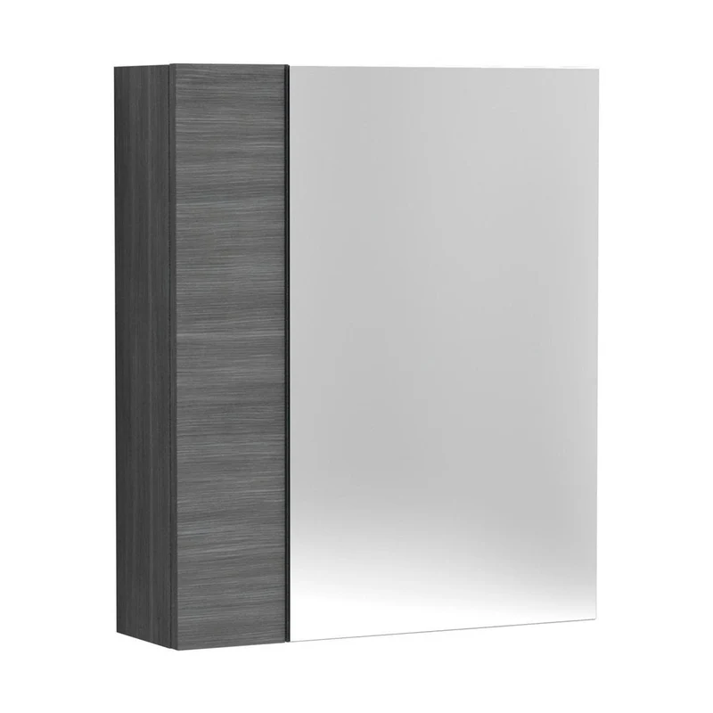 Hudson Reed Fusion 600mm Mirror Unit (75/25) Contemp Graphite Grey Woodgrain MFC Textured Woodgrain 715x600x182mm