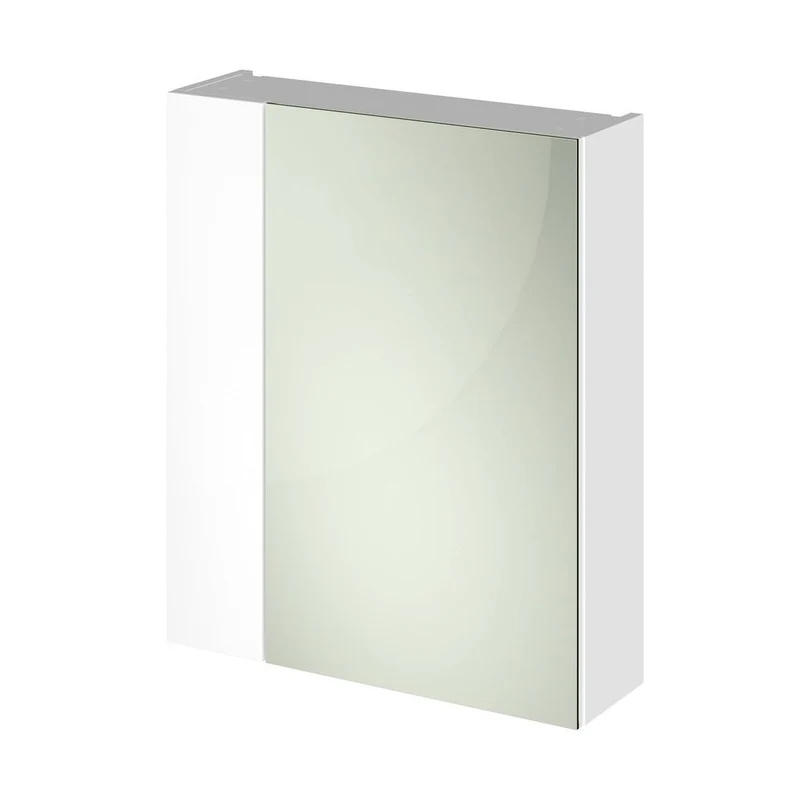 Hudson Reed Fusion 600mm Mirror Unit (75/25) Contemp Gloss White MFC Painted Gloss 715x600x182mm