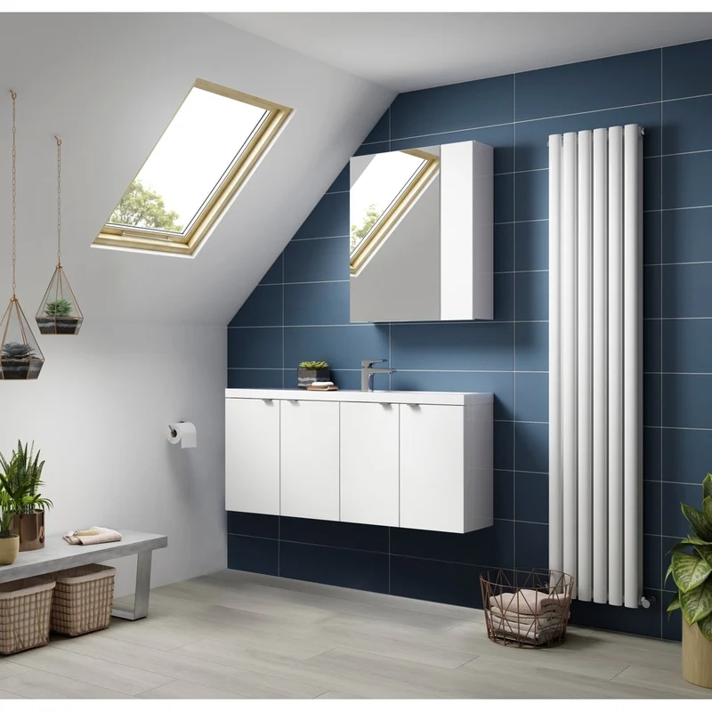 Hudson Reed Fusion 600mm Mirror Unit (75/25) Contemp Gloss White MFC Painted Gloss 715x600x182mm