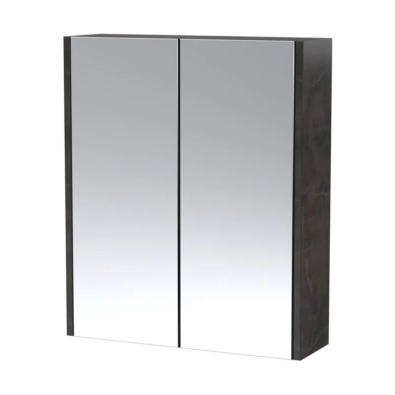 Hudson Reed Juno 600mm Mirror Unit (50/50) Contemp Metallic Slate MFC Textured Matt 715x600x185mm