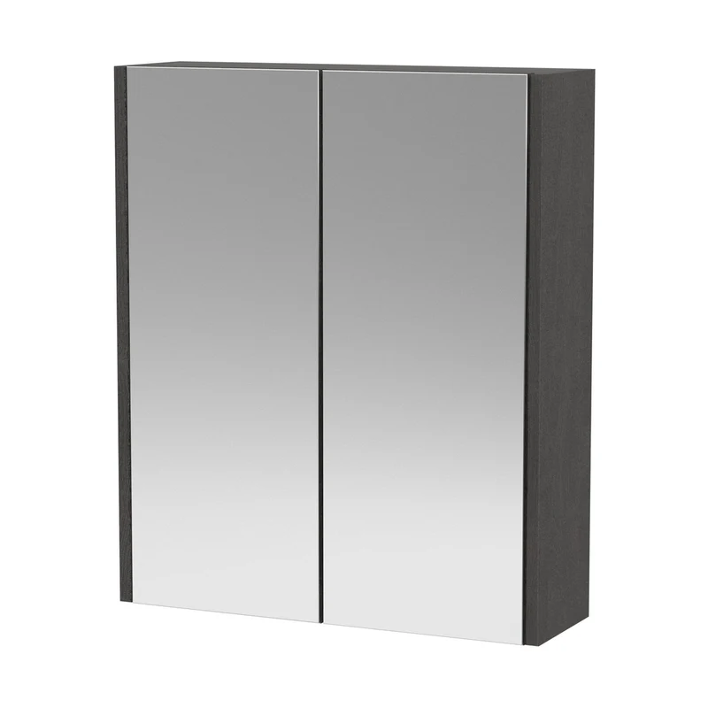 Hudson Reed Juno 600mm Mirror Unit (50/50) Contemp Graphite Grey Woodgrain MFC Textured Woodgrain 715x600x185mm
