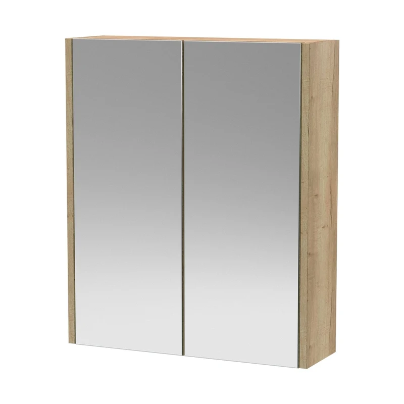 Hudson Reed Juno 600mm Mirror Unit (50/50) Contemp Autumn Oak MFC Textured Woodgrain 715x600x185mm