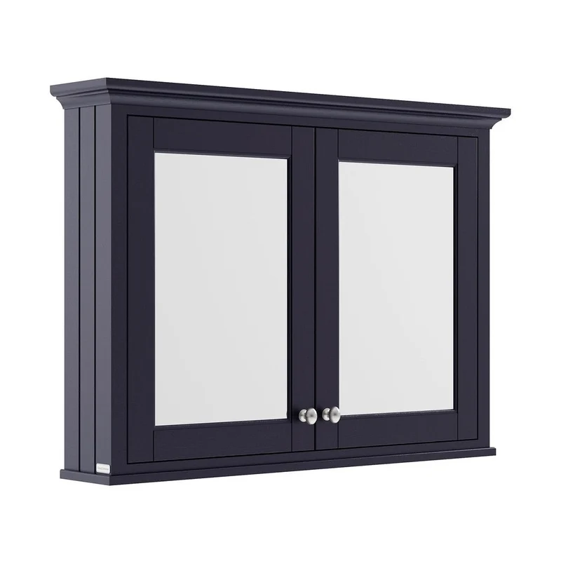 Hudson Reed Old London 1050mm Mirror Cabinet Trad Twilight Blue MDF Vinyl Textured Woodgrain 752x1050x193mm