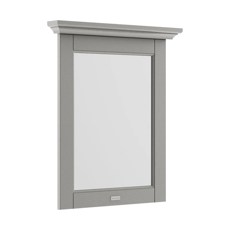 Hudson Reed Old London 600mm Flat Mirror Trad Storm Grey Glass,MDF Vinyl Textured Woodgrain 694x600x68mm