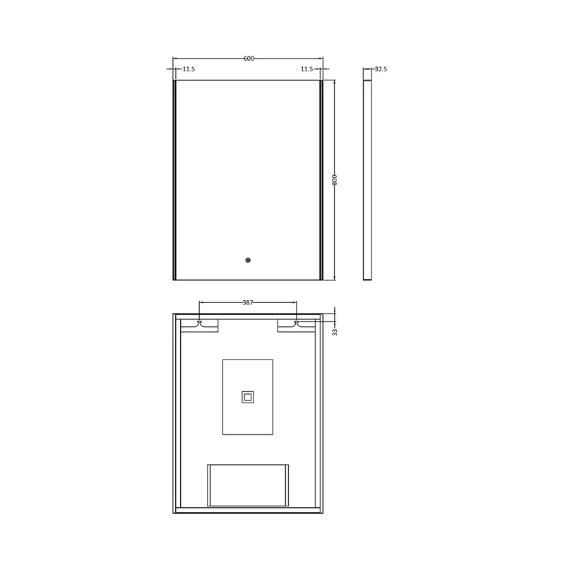 Hudson Reed Led Touch Sensor 800 X 600 Ambient Touch Sensor Mirror Contemp Silver Aluminium 800x600x33mm