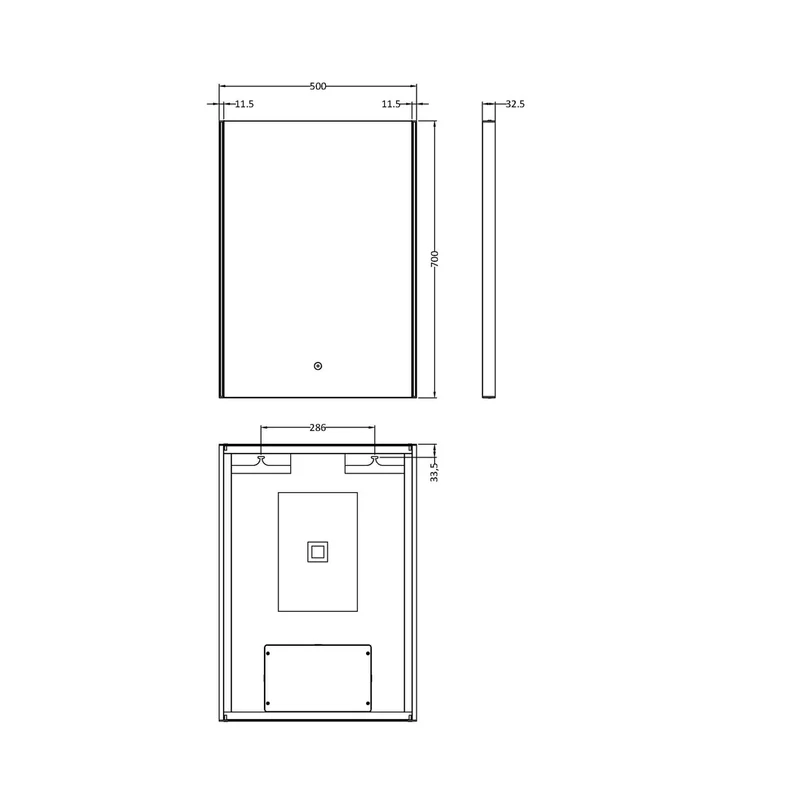 Hudson Reed Led Touch Sensor 700 X 500 Led Mirror Contemp Silver Aluminium 700x500x33mm