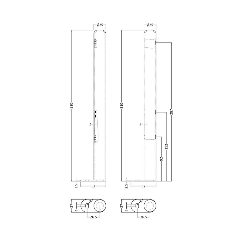 Hudson Reed Colosseum Floor Mounted Legs Trad Gloss White Steel 310x27x52mm