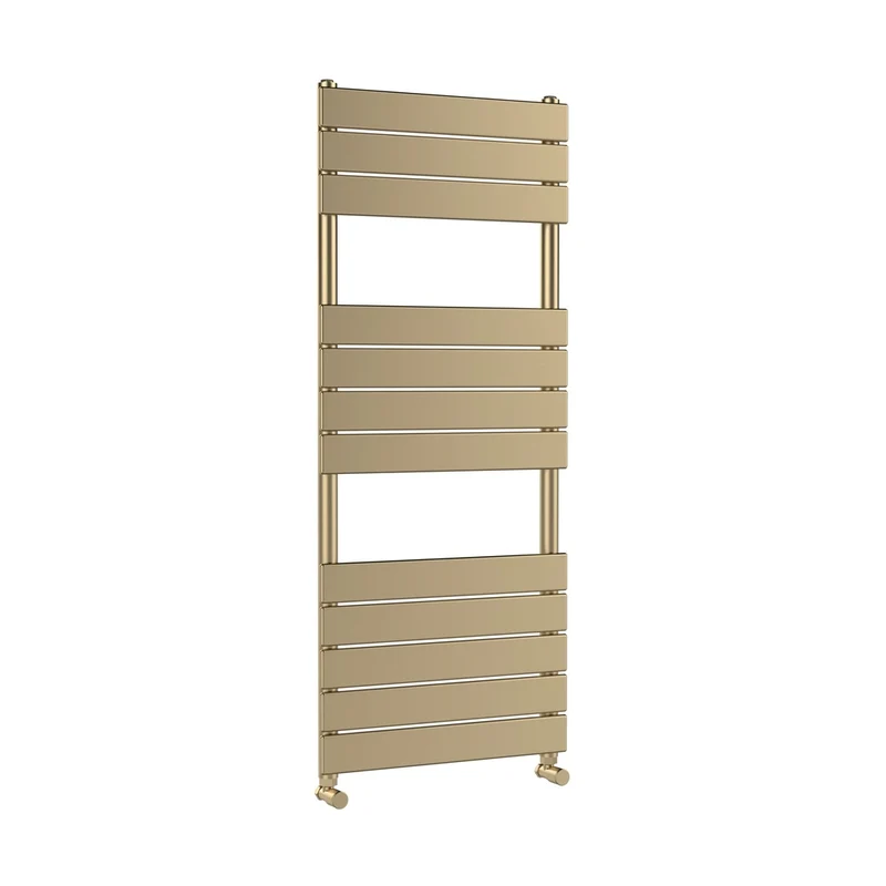 Hudson Reed Piazza Square Flat Towel Radiator 1213x500 Contemp Brushed Brass Steel 1213x500x100mm