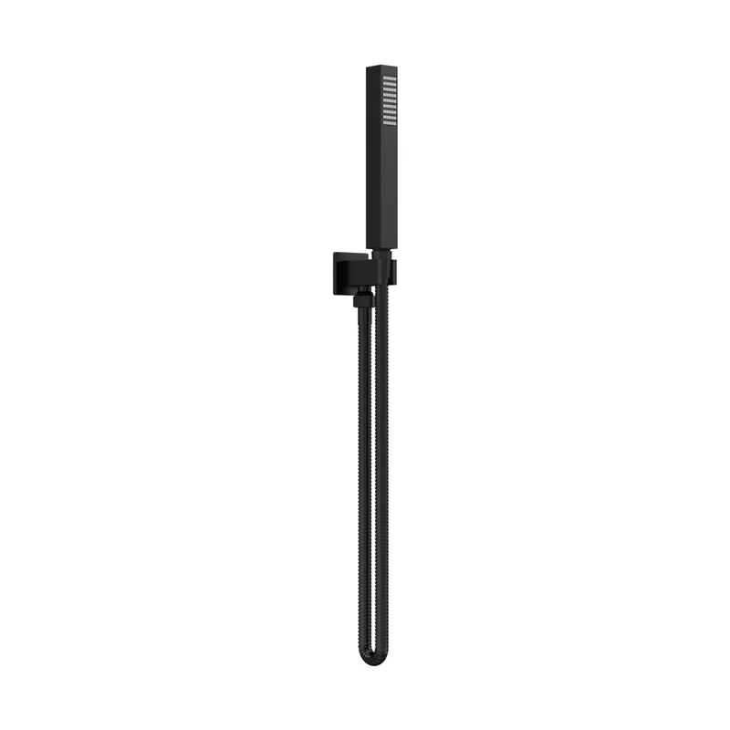 Hudson Reed Hand Held Shower Kits Outlet Elbow, Parking Bracket, Flex And Handset Contemp Matt Black Brass Abs 1265x30x55mm