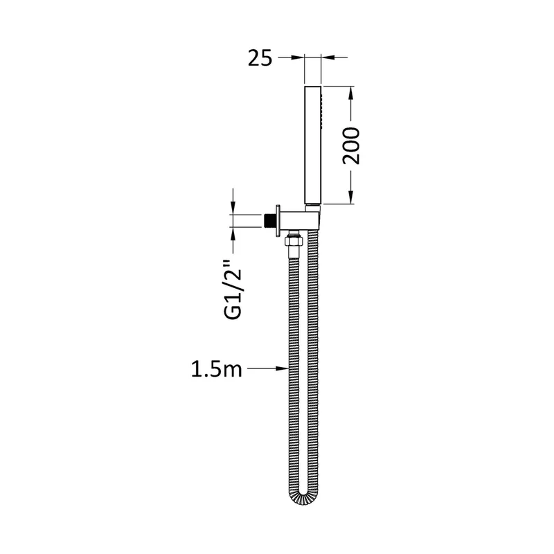 Hudson Reed Hand Held Shower Kits Outlet Elbow, Parking Bracket, Flex And Handset Contemp Matt Black Brass Abs 1265x30x55mm