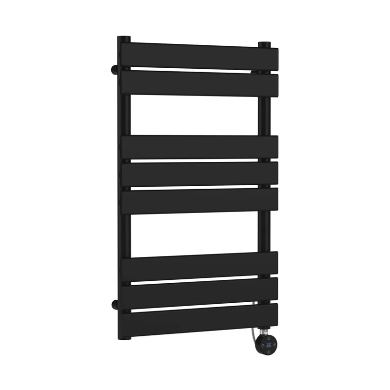 Hudson Reed Electric Flat Panel Towel Rails Square Flat Towel Radiator 840x500 Contemp Matt Black Steel 840x500x30mm