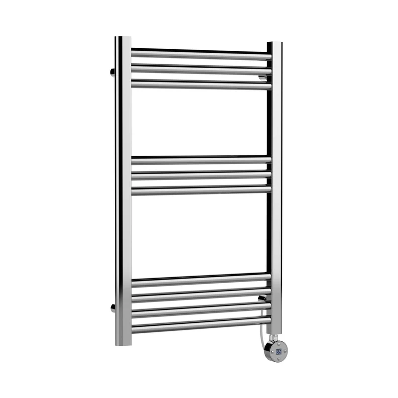 Hudson Reed Electric Bar Towel Rails Round Straight Towel Radiator 800x500 Contemp Chrome Steel 800x500x30mm