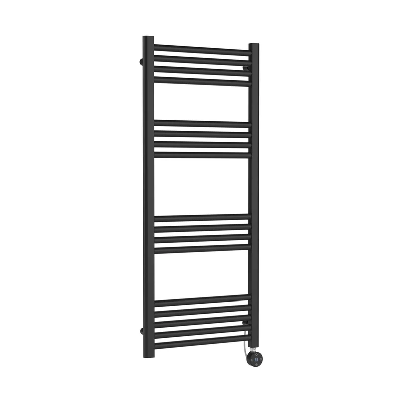 Hudson Reed Electric Bar Towel Rails Round Straight Towel Radiator 1200x500 Contemp Anthracite Steel 1200x500x30mm