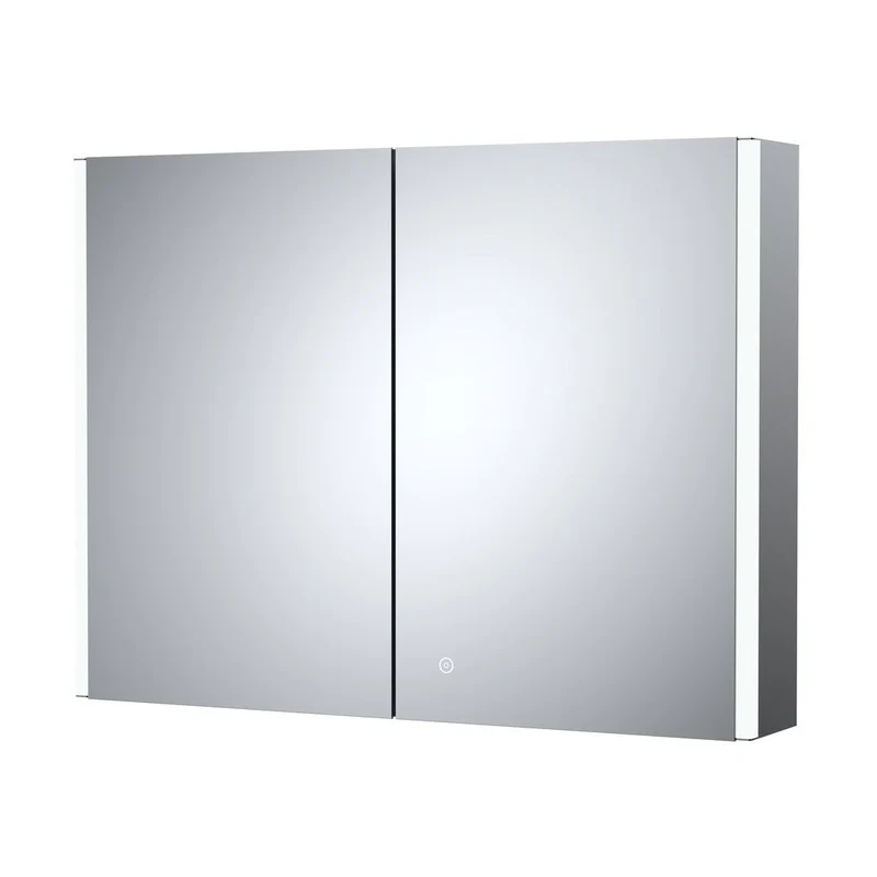 Hudson Reed Double Door Mirror Cabinets 800mm Mirror Cabinet Contemp Silver Aluminium 600x800x140mm