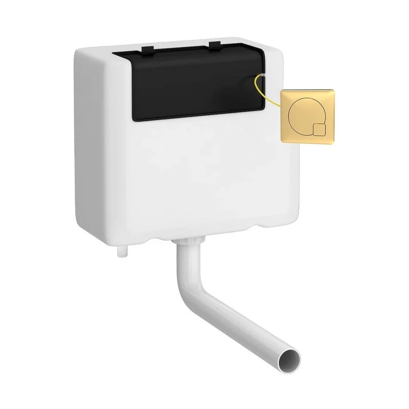 Hudson Reed Concealed Cisterns And Frames Universal Access Cistern & Brushed Brass Square Flush Plate Trad Polyethylene 296x340x142mm