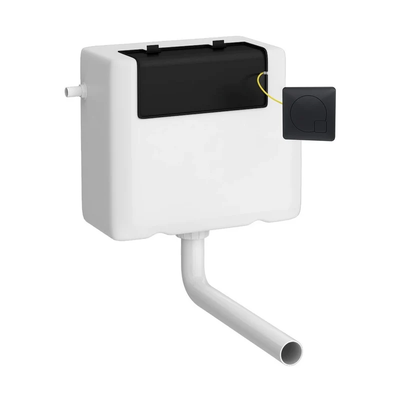 Hudson Reed Concealed Cisterns And Frames Universal Access Cistern & Black Square Flush Plate Contemp Matt Black Polyethylene 296x340x142mm - XTY8M02
