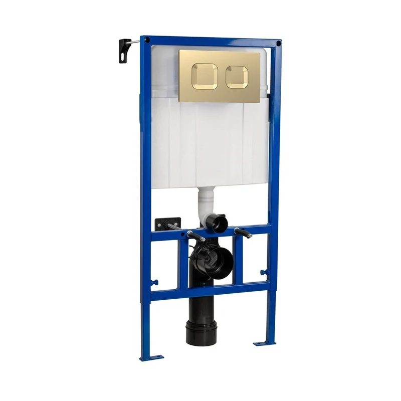 Hudson Reed Concealed Cisterns And Frames Dual Flush Concealed Cistern Frame With Square Plate Contemp Brushed Brass Stainless Steel 890x520x206mm