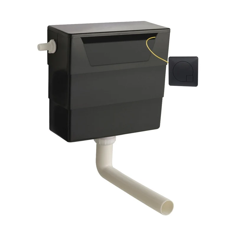 Hudson Reed Concealed Cisterns And Frames Universal Access Cistern & Black Square Flush Plate Contemp Polyethylene 334x303x136mm