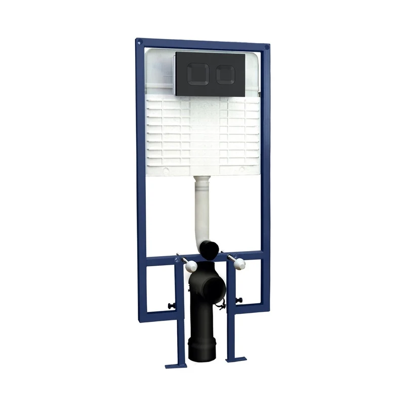 Hudson Reed Concealed Cisterns And Frames Dual Flush Concealed Cistern Frame Square Plate Contemp Matt Black Stainless Steel 1136x520x204mm